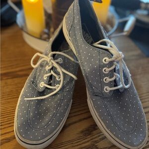 Vans Gray Canvas Sneakers with White Dots
